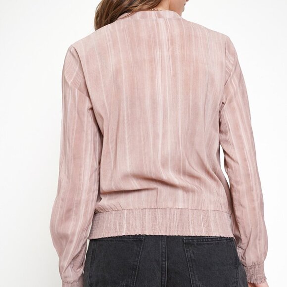 MYSTREE Mauve Pink Bomber Jacket – Lightweight Zip Up Long Sleeve Casual Jacket - Picture 5 of 6